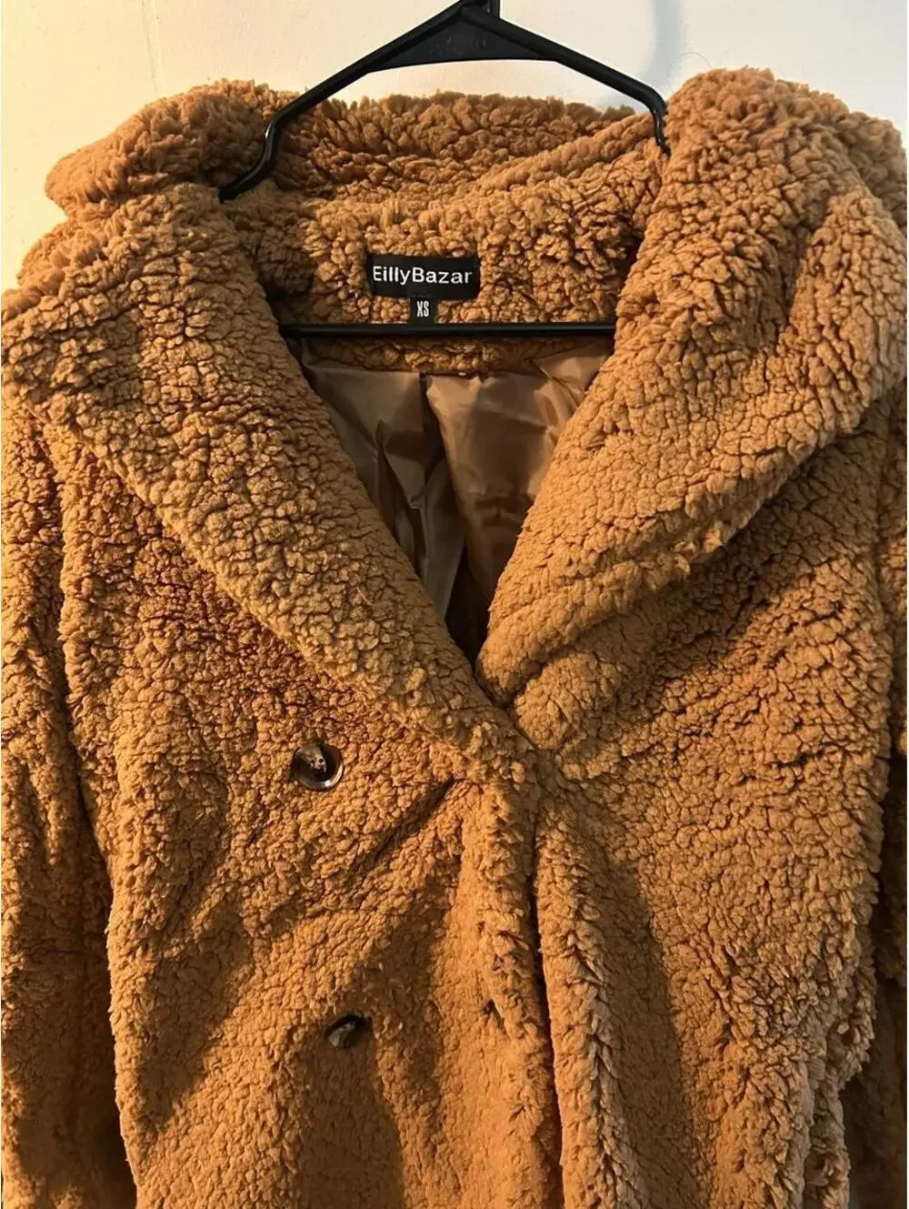 Brand new Eilly Bazar brown teddy coat in size XS